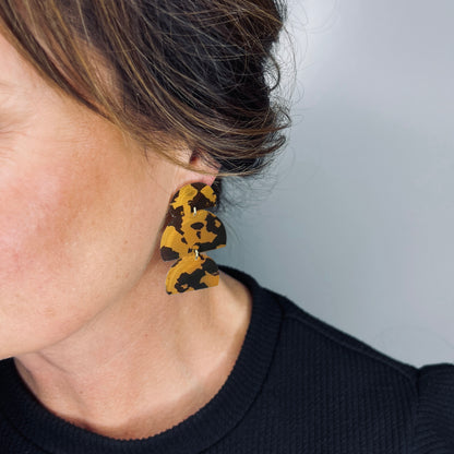 Izzy Statement Dangle Earrings - Honey Tortoise Shell - Mingled