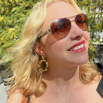 CHARLIE Dangle Earrings - Honey Tortoise & Gold - Mingled