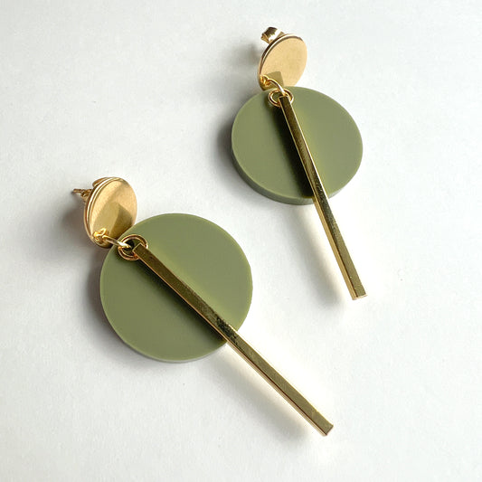 KYRA Dangle Earrings - Olive & Gold