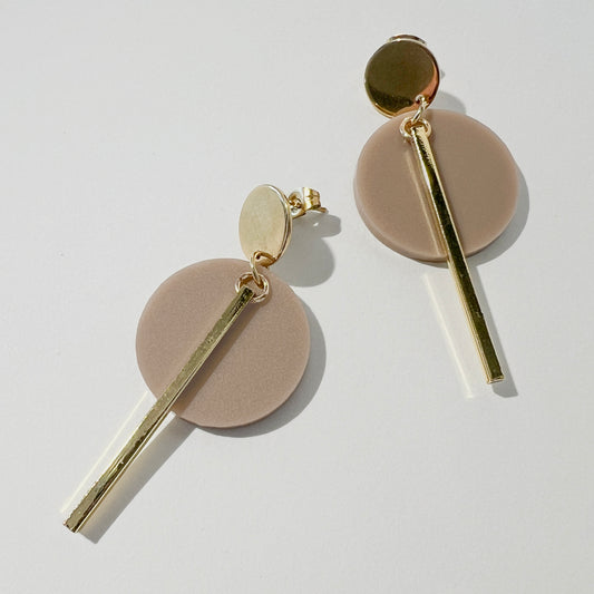 KYRA Dangle Earrings - Taupe & Gold