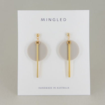 KYRA Dangle Earrings - Ivory Beige & Gold - Mingled
