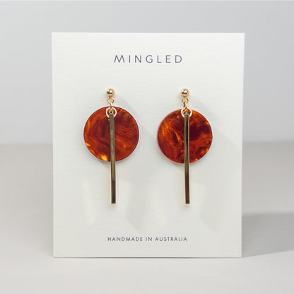 KYRA Dangle Earrings - Lava & Gold - Mingled