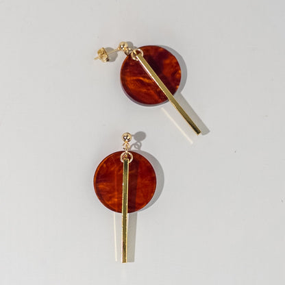 KYRA Dangle Earrings - Lava & Gold - Mingled
