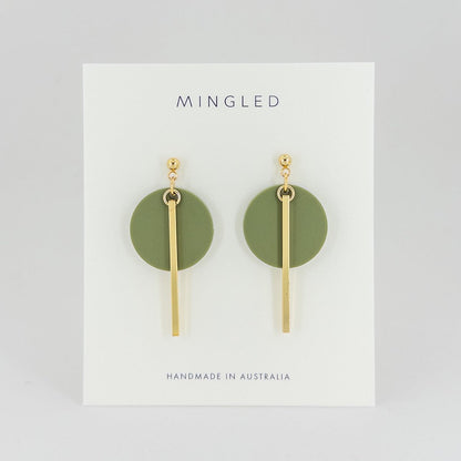 KYRA Dangle Earrings - Olive & Gold - Mingled
