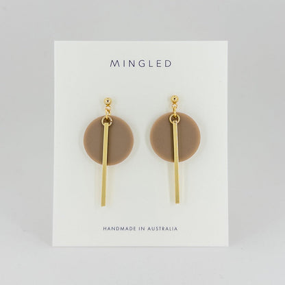 KYRA Dangle Earrings - Taupe & Gold - Mingled