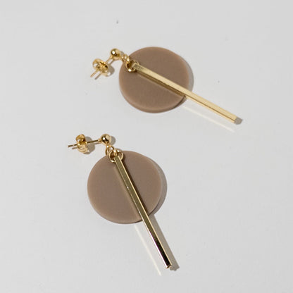 KYRA Dangle Earrings - Taupe & Gold - Mingled