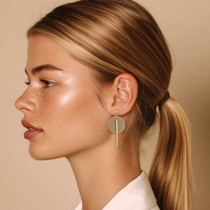 KYRA Dangle Earrings - Taupe & Gold - Mingled