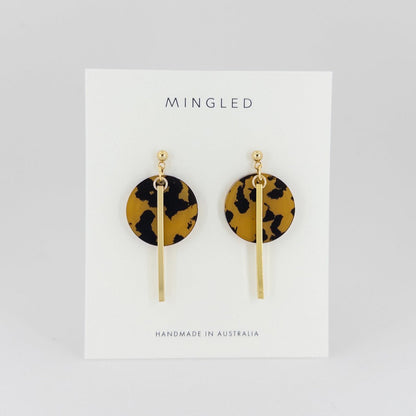 KYRA Dangle Earrings - Tortoise Shell & Gold - Mingled