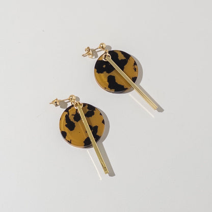 KYRA Dangle Earrings - Tortoise Shell & Gold - Mingled