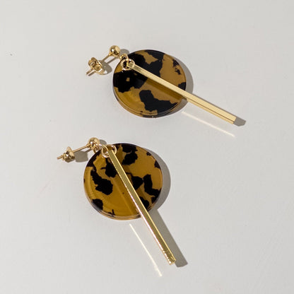 KYRA Dangle Earrings - Tortoise Shell & Gold - Mingled