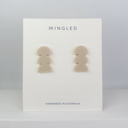 Lulu Stud Earrings - Matte Ivory Beige - Mingled