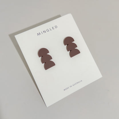 Lulu Stud Earrings - Matte Nutmeg Brown - Mingled