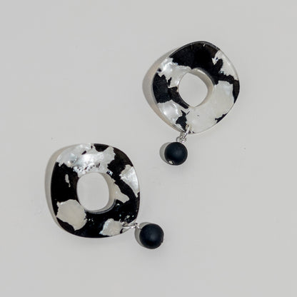 Lunar Drop Earrings - Black and White Pearl - Mingled