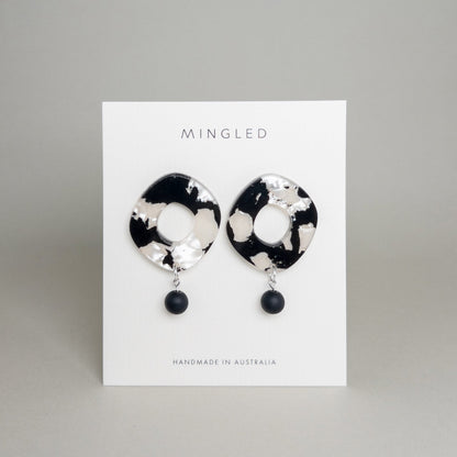Lunar Drop Earrings - Black and White Pearl - Mingled