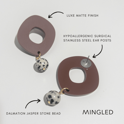 Lunar Drop Earrings - Matte Nutmeg Brown - Mingled