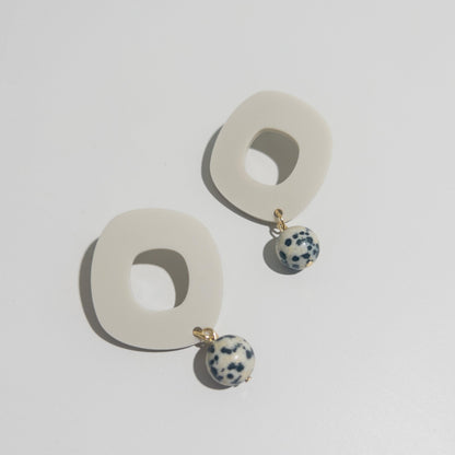 Lunar Drop Earrings - Ivory Beige - Mingled