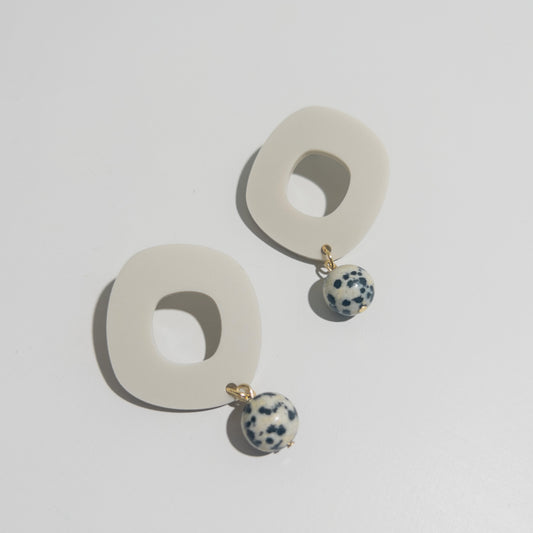 Ivory Beige Statement Earrings