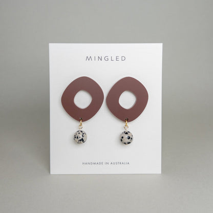 Lunar Drop Earrings - Matte Nutmeg Brown - Mingled