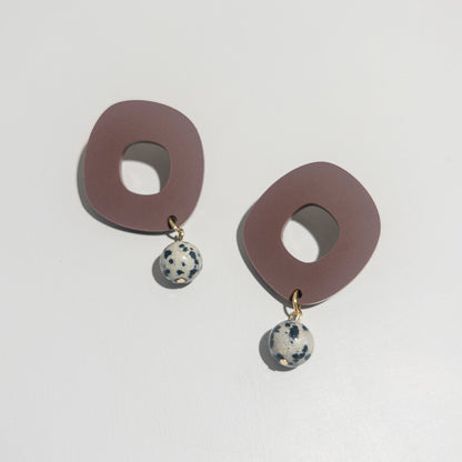 Lunar Drop Earrings - Matte Nutmeg Brown - Mingled
