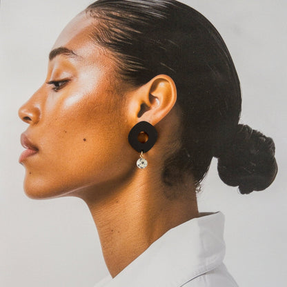 Lunar Drop Earrings - Black - Mingled