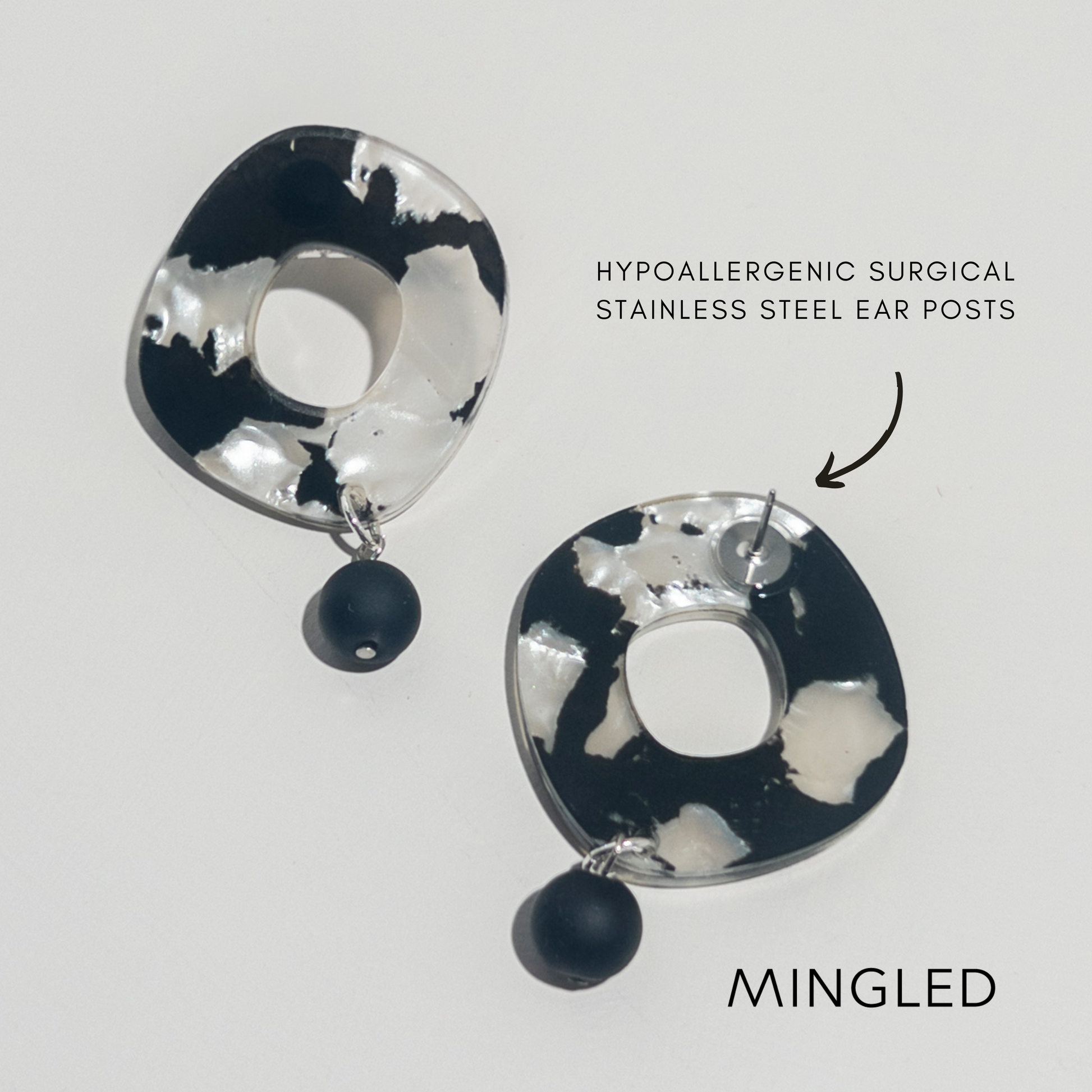 Black and White Pearl Dangle Earrings