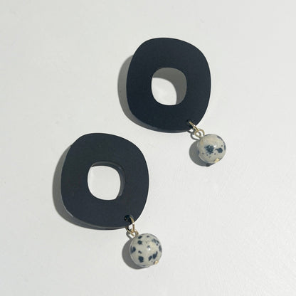 Lunar Drop Earrings - Black - Mingled
