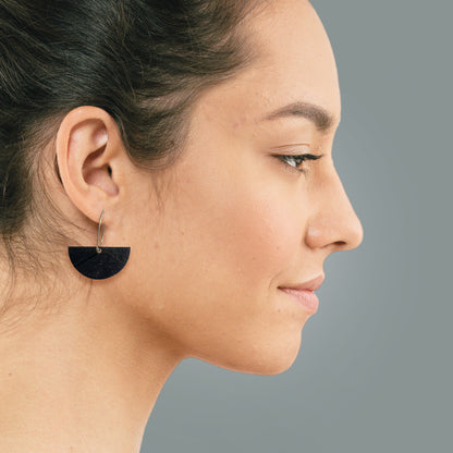 MOON Dangle Hoop - Matte Black - Mingled