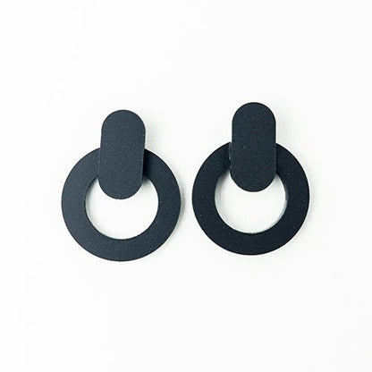 Nova Statement Stud Earrings - Black - Mingled