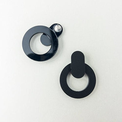 Nova Statement Stud Earrings - Black - Mingled