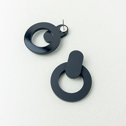 Nova Statement Stud Earrings - Black - Mingled