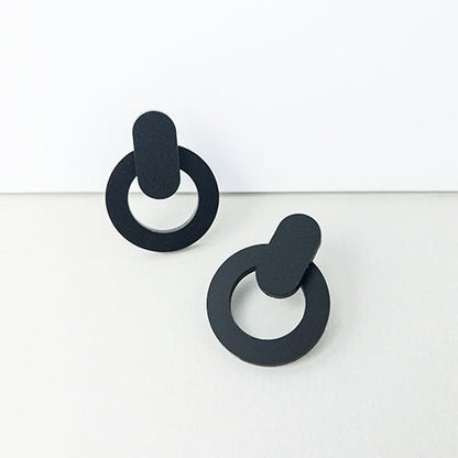 Nova Statement Stud Earrings - Black - Mingled