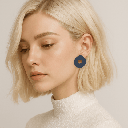Nimbus Matte Navy Blue Midi Studs - Mingled
