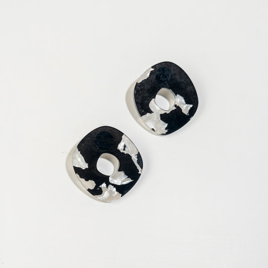 Black and White Pearl Statement Studs