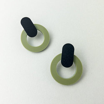 Nova Statement Stud Earrings - Olive - Mingled