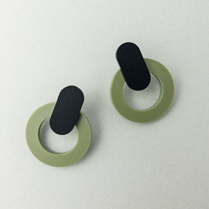 Nova Statement Stud Earrings - Olive - Mingled