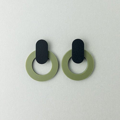 Nova Statement Stud Earrings - Olive - Mingled