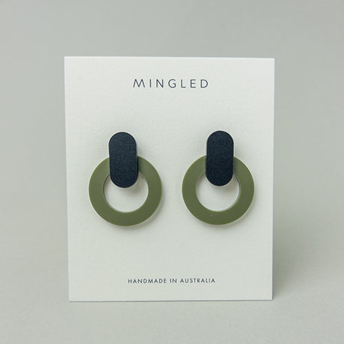 Nova Statement Stud Earrings - Olive