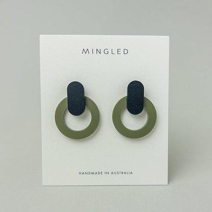 Nova Statement Stud Earrings - Olive - Mingled
