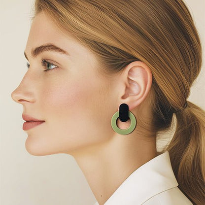 Nova Statement Stud Earrings - Olive - Mingled