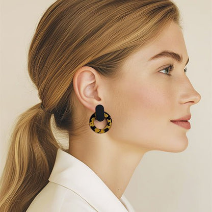 Nova Statement Stud Earrings - Tortoise Shell - Mingled