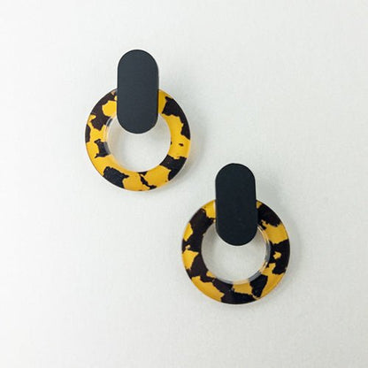 Nova Statement Stud Earrings - Tortoise Shell - Mingled