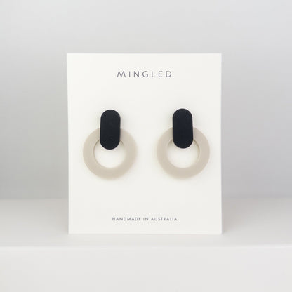 Nova Statement Stud Earrings - Ivory Beige - Mingled