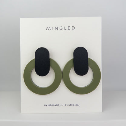 Large Nova Statement Studs - Olive - Mingled