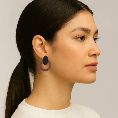 Nova Statement Stud Earrings - Burgundy - Mingled