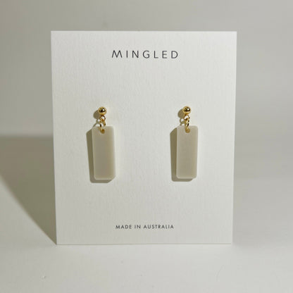 Oblong Dangle - Matte Ivory Beige - Mingled