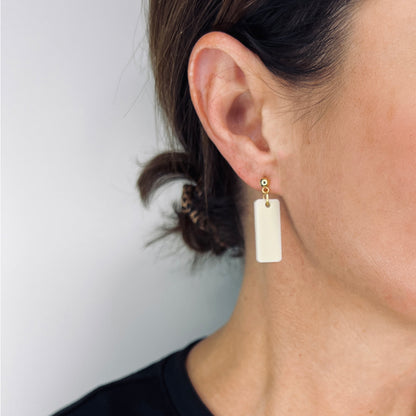 Oblong Dangle - Matte Ivory Beige - Mingled