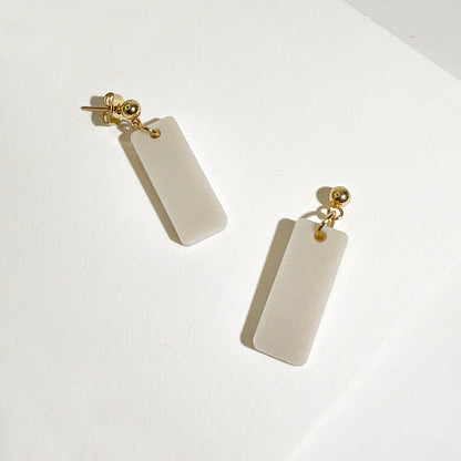 Oblong Dangle - Matte Ivory Beige - Mingled
