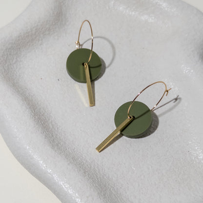 Gold Bar Hoop - Olive - Mingled