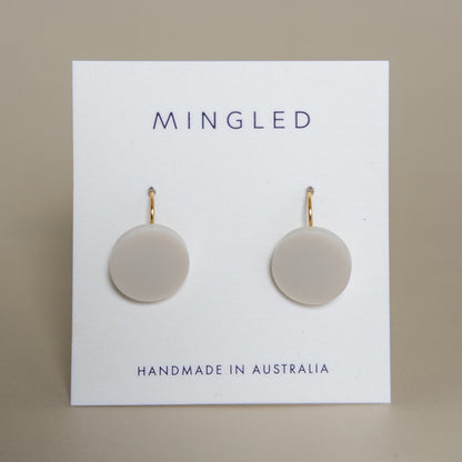 Orb Drop Earrings - Matte Ivory Beige - Mingled