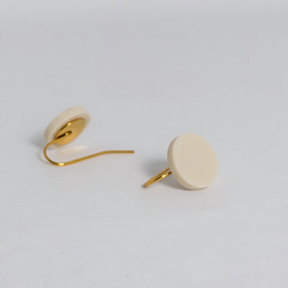 Orb Drop Earrings - Matte Ivory Beige - Mingled